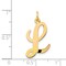 14K Yellow Gold Large Script Initial Letter L Charm Jewerly 22mm x 12mm